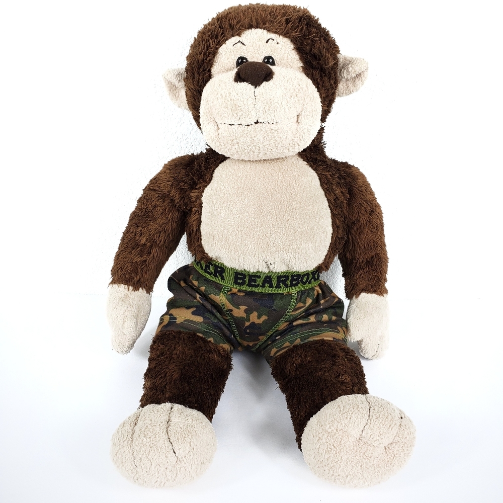 Build-A-Bear Brown Cream Monkey w/ Camo BearBoxer